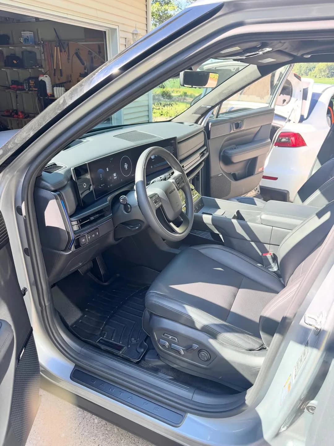 SUV seating and floor area during a pet-hair interior detail