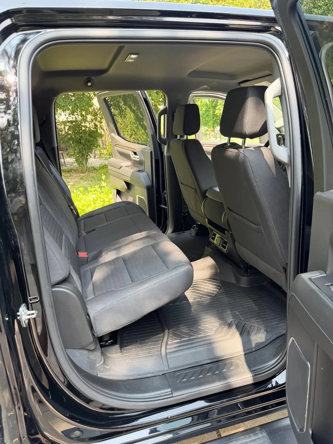 Interior result from a Chevy Silverado detail with seat shampooing